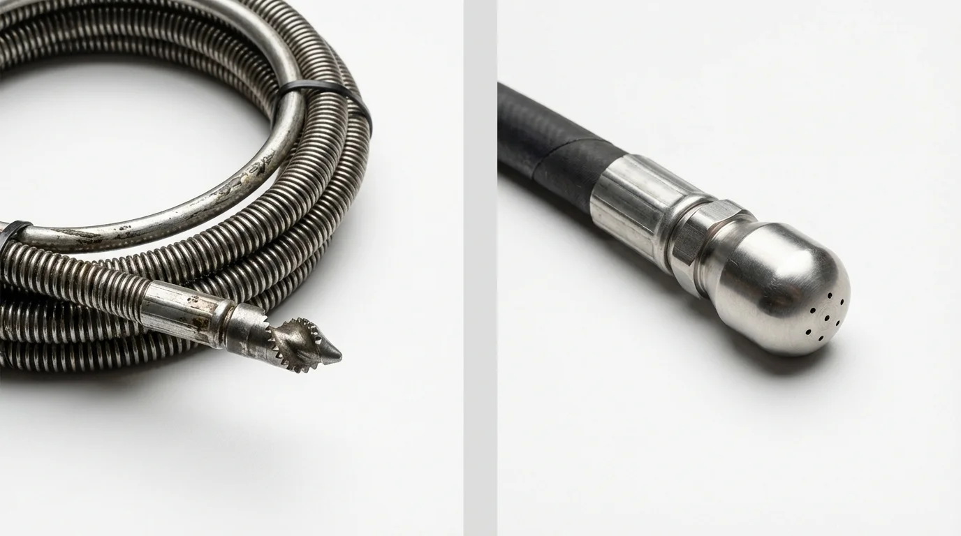 Drain snake cable and hydro jetting nozzle used for drain cleaning in Ravenna, NE